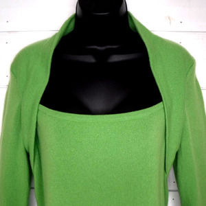 Sutton Studio Women's XL Cashmere Shrug Neck Sweater Green